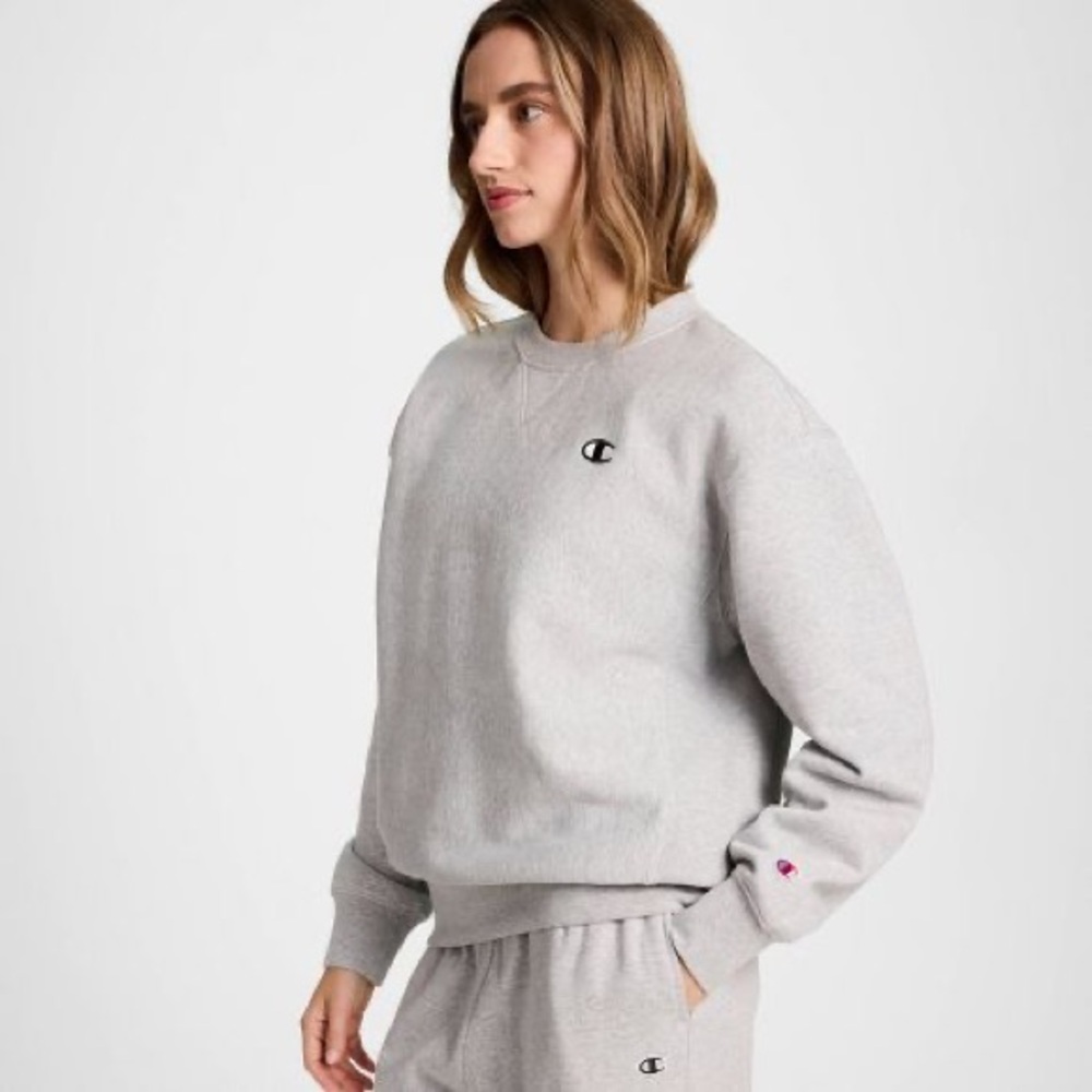 Champion Women's Fleece Crewneck Sweatshirt - Heather Gray M
